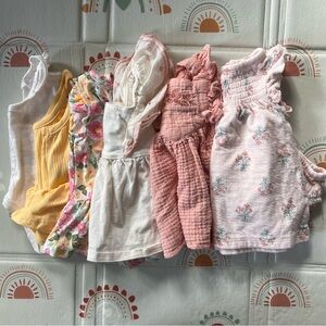 6 piece baby girl dress & tank top bundle
